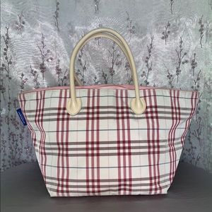 Burberry Pink and Cream Plaid Tote